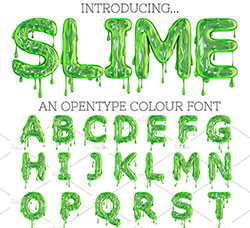 粘液型英文绿色SVG字体：SLIME OTF font
